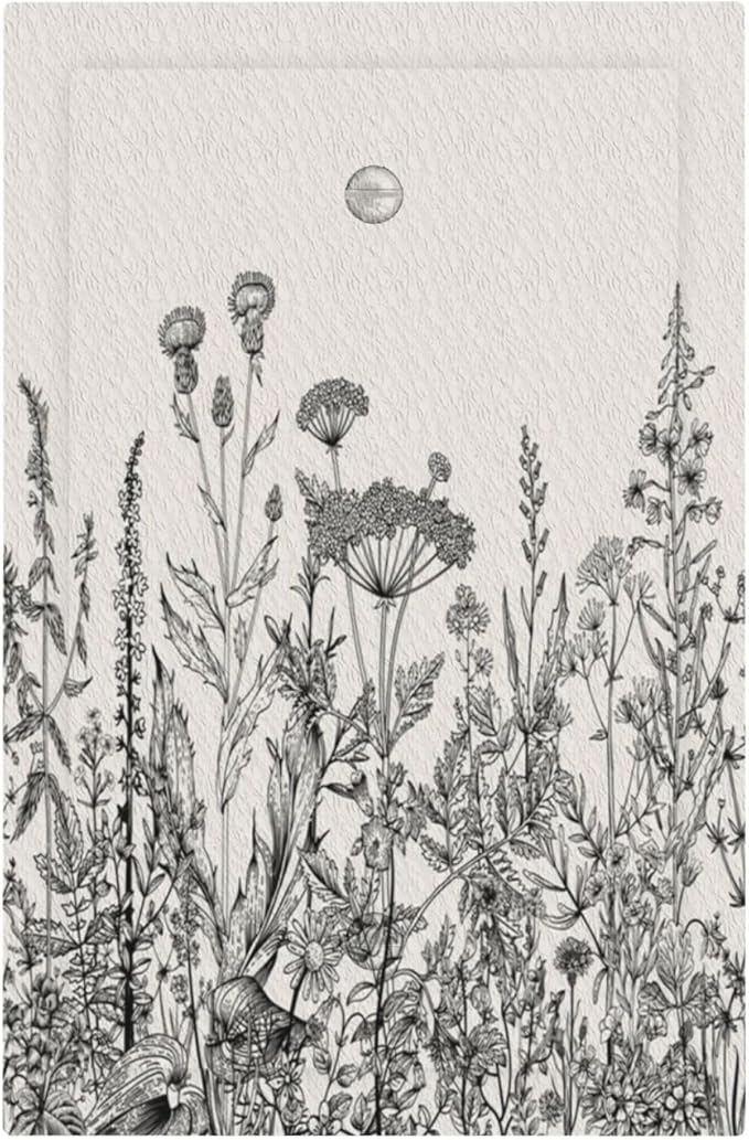 Decorative Light Switch Plate Covers Sketches of Wildflowers and Grasses 1 Gang No Device Single Blank Outlet Covers Wall Plate Light Switch Cover Plate Faceplate for Bedroom Home Decor