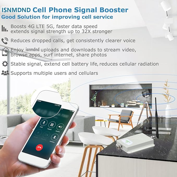 AT&T Cell Phone Signal Booster Amplifier & Repeater | FCC Approved for 5G 4G LTE Band 12/17 | Covers 4,000 Sq Ft, Easy Setup