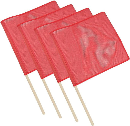 Mytee Products Red Safety Flags for Trucks with Dowel, DOT Compliant - 18 Inch x 18 Inch High Visibility Vinyl Mesh Warning Flags, 4 Pack