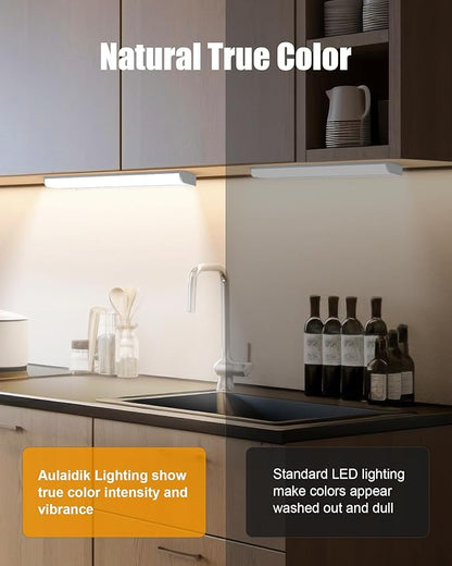 24 Inch Hardwired Under Cabinet Lighting, 3 Color Setting Dimmable LED Under Cabinet Lights Wired, 1400LM Linkable Under Counter Lights for Kitchen, 16W, CRI>97