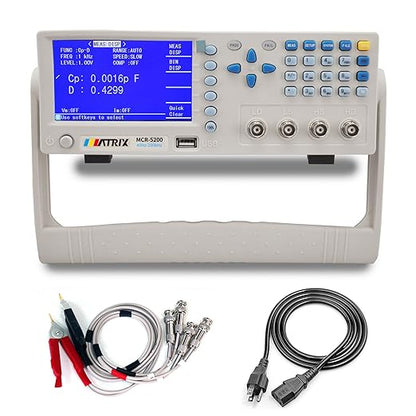 MATRIX MCR5200 Benchtop LCR Meter, 40Hz-200kHz 0.1%, Digital LCR Bridge Measures Inductance/Capacitance/Resistance, USB/RS232C, Calib-Clear, Data Save