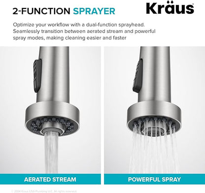KRAUS Bolden Motion Sensor Single Handle Pull Down Touchless Kitchen Faucet in Matte Black, KSF-1616MB