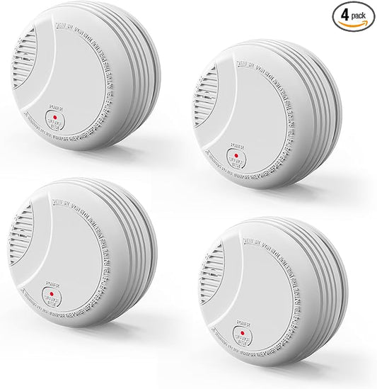 4 Pack Wireless Smoke Detectors for Home,Photoelectric Wireless Fire Alarms 10 Year Battery Powered Design(not Included),Portable Operated for Travel,Attic Fire Alarm Universal RV Smoke Detector