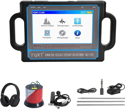 PQWT CL500 Water Leak Detectors for Home and Outside Wall Water Pipe Detector Acoustic Pipeline Leakage Detection Kit Professional Sensor Noise Reduce Headphone LCD Touchscreen Carry Case 5 Meters