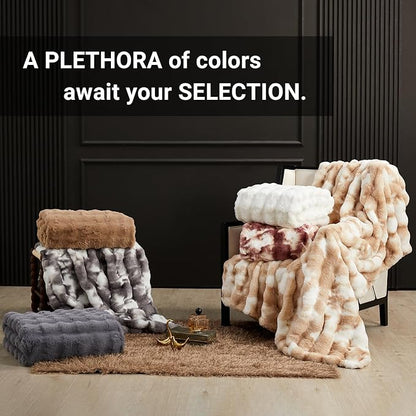 SAPHREAS Faux Fur Throw Blanket for Couch, Fluffy Fuzzy Bubble Blanket for Sofa Bed Living Room, Decor Soft Cozy Gifts for Women Men, 60x80” Tie Dye Khaki