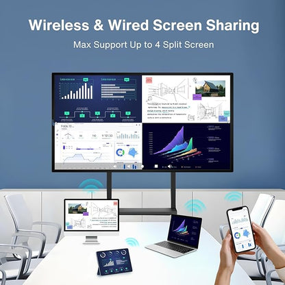 49" 1080P Interactive Smart Board for Classrooms & Office | Wireless Teaching Whiteboard with Touchscreen Android 12, Multi-Device Sharing | Safety-Rated (Board Only)