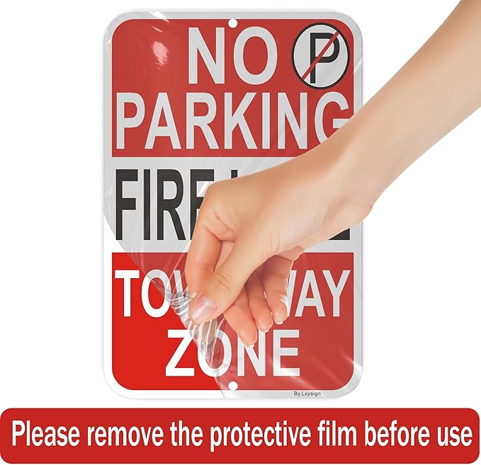 2 Pack No Parking - Fire Lane Sign | 12 x 18 Inches Reflective Sheeting Rust Free Aluminum, UV Protected, Weather/Fade Resistant, Indoor/Outdoors Use