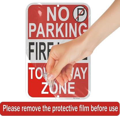 2 Pack No Parking - Fire Lane Sign | 12 x 18 Inches Reflective Sheeting Rust Free Aluminum, UV Protected, Weather/Fade Resistant, Indoor/Outdoors Use