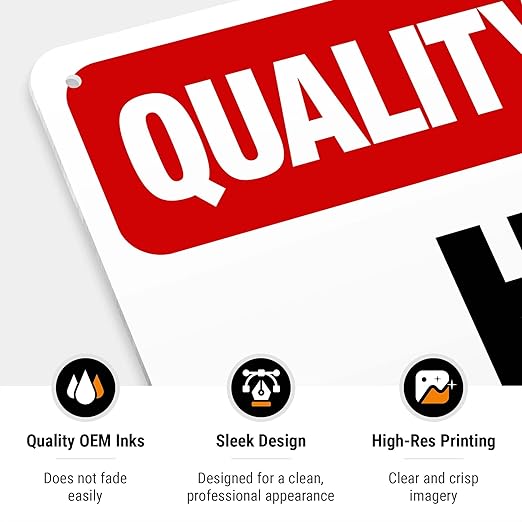 Quality Control Hold Area Sign, 10x14 Inches, 55 mil Thick HDPS (high Density polystyrene), Made in USA