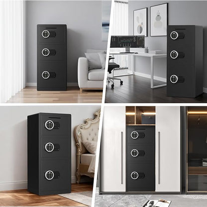 8.0 Cu ft Extra Large Home Safe Box 3 Door Money Safes - Fireproof & Waterproof Digital Safe with Dual Alarm, Drop Slot, Backlit Keypad & Adjustable Shelf for Home, Office, Hotel
