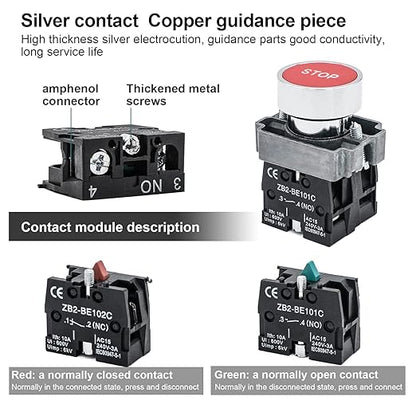 IP67 Button Switch Outdoor Waterproof Box 2 Push (Letter) Red and Green Automatic Rest Momentary Button with Protective Cover Anti-misoperationSwitch(AC/DC 6A-110V/3A-240V/2.5A-380V)