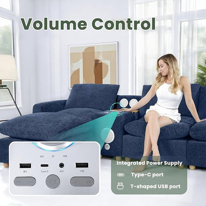 Brelice Modular Sofa Console with Wireless Charging & Bluetooth Speaker - All-in-One Armrest Organizer with Wired Charging, Storage Tray, Volume Control for Sectional Couch, Living Room