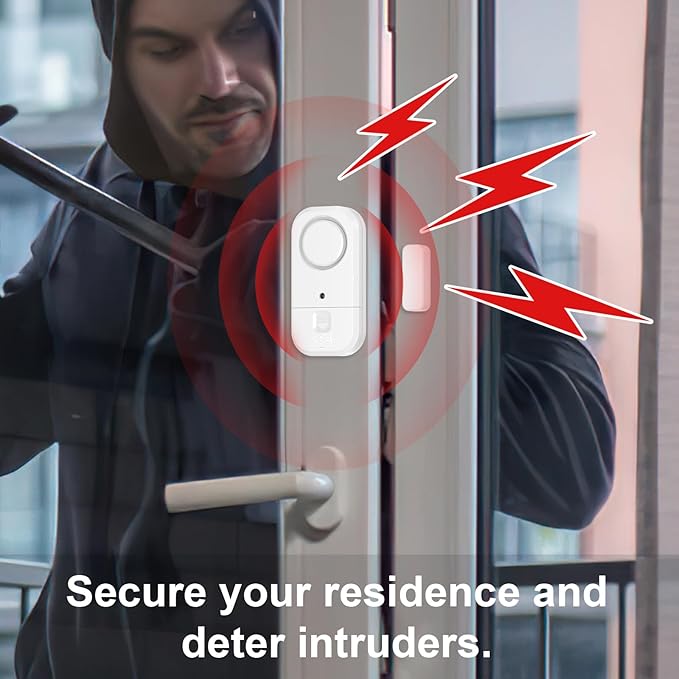 Door Window Alarm Sensors - Door Alarms for Kids Safety, Door Alarms for Home Security, for Home, Office, Store, Garage, Dorm Room, Apartment, RV, White, 6 Pack
