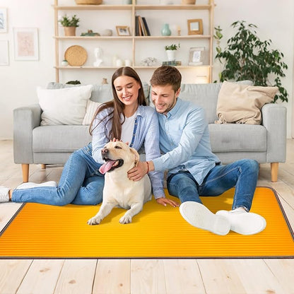 PVC 110V Heated Floor Mat Heater for Foot Warmer Under Desk 48 x 20 Inch Carbon Crystal Wood Stripe Electric Heating Carpet Pad Energy Saving Indoor Heated Rug for Home Office House Gray