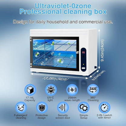 Nail Tool Cleaning Machine 17L Big Capacity UV Sanitizer Cabinet Salon Equipment for Spa Beauty Home Metal Tools