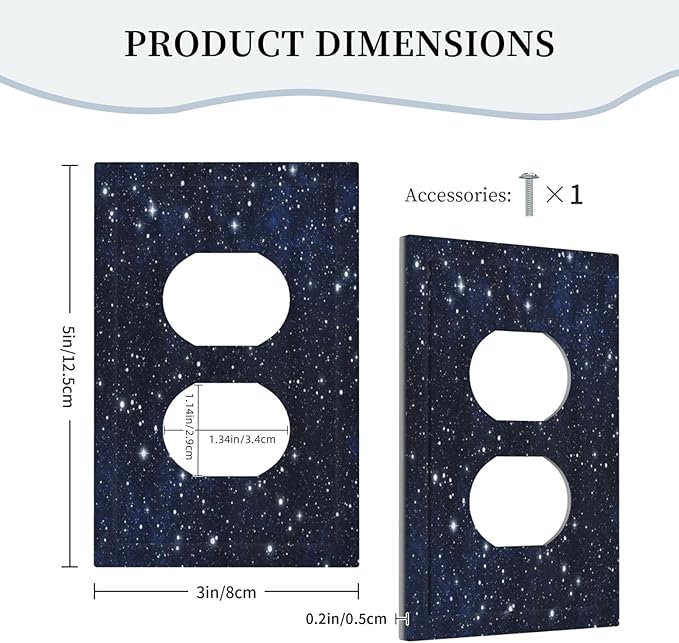 Wall Plate Decorative Light Switch Plate Covers Blue Night Sky Star Cosmic Starry Fantasy Galaxy Universe Space Single Duplex Switchplate 1 Gang Outlet Plate for Home Bedroom Bathroom Decor
