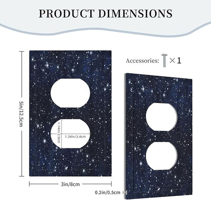 Wall Plate Decorative Light Switch Plate Covers Blue Night Sky Star Cosmic Starry Fantasy Galaxy Universe Space Single Duplex Switchplate 1 Gang Outlet Plate for Home Bedroom Bathroom Decor
