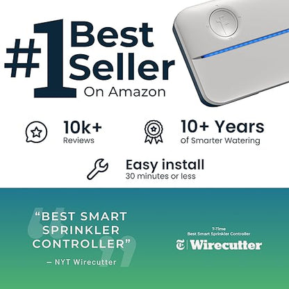 Rachio WiFi Smart Sprinkler Controller (8-Zone Irrigation Remote Control) – App-Based Scheduling, Local Weather Intelligence, Rain Skips, Easy DIY Install