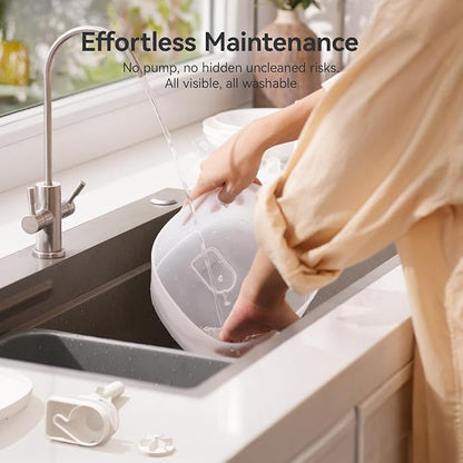 Cheerble Pumpless Cat Water Fountain, 2L/67oz Automatic Pet Fountain, Elfin E1 Lite Cat Fountain for Drinking, MagDrive™ Technology, Continuous Flow Mode, BPA-Free (White, E1 Lite)