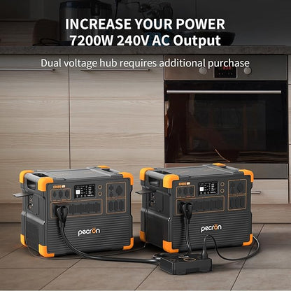 pecron Portable Power Station 3072Wh E3600LFP with 3072Wh EP3000-48V Expandable to 6054Wh, 5x3600W AC Outlets Power Station, LiFePO4 Battery Backup Solar Generator for RV, Camping, CPAP, Emergency