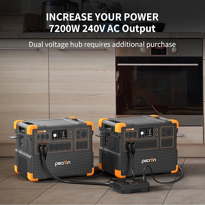 pecron Portable Power Station 3072Wh E3600LFP with 3xEP3000-48V(3072Wh) Expandable to 12288Wh, 5x3600W AC Outlets Power Station, LiFePO4 Battery Backup Solar Generator for RV, Camping, CPAP, Emergency