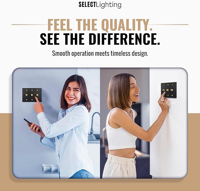 SELECT Black Brass Dimmer Light Switch, 1 Way Rotary Dimmer, 3 Gang TRIAC/Leading Edge Dimmable LED Light Switch, 15A 120V AC with Brass Knob, Faceplate & Dimming Module, UL Listed