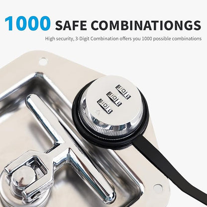 Combination Truck Tool Box Lock Replacement, 3 Digit Combination Lock Keyless Security Folding T-Handle Latch Standard US General for Trailer Toolbox RV Camper Motorhome Patrol Car