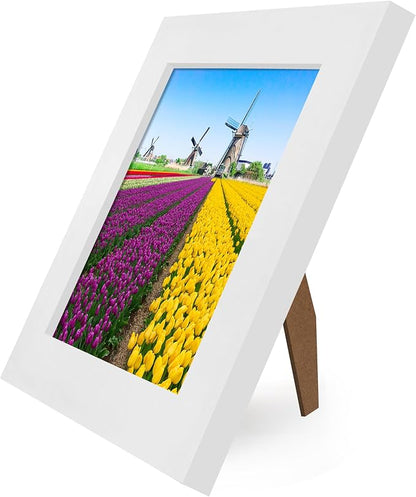 Americanflat 5x5 Picture Frame with Shatter-Resistant Glass - Signature Collection - Gallery Style Frames Made of Engineered Wood - Square Frame for Tabletop and Wall Display - White