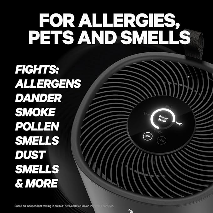 PuroAir 130b Smart Air Purifier for Home Pets - Covers Up To 600 Sq Ft - Filters Up To 99.9% of Pollutants, Smoke, Pollen, Dust - Quiet Air Filter - Air Purifiers for Bedroom