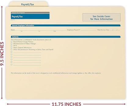 ComplyRight Payroll/Tax Folder - 11.75” x 9.5” - HR and Employee Management - 25-Pack