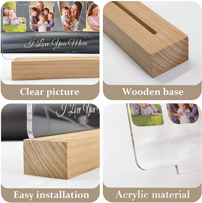 Custom Picture Frames - Customizable Decorative Sign with Photo & Song Option - Ideal Gift for Couples, Mothers Day, Boyfriend & Girlfriend (Grandpa)