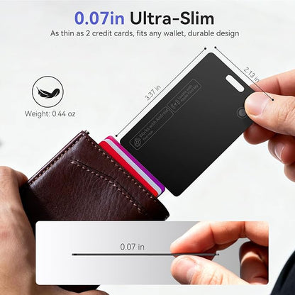 Wallet Tracker Card Air-Tag - for Android & iOS, Work with Google Find Hub & Apple Find My, 0.07in Slim Tracking Card, IP68 Waterproof Bluetooth Smart Item Locator for Luggage, Gifts for Men Women