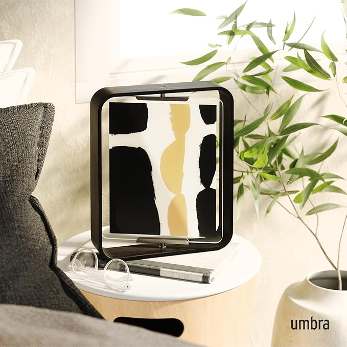 Umbra Bellwood 8x10 Desk Picture Frame with Bent Wood Trim and Two-Sided Rotating Display, Walnut
