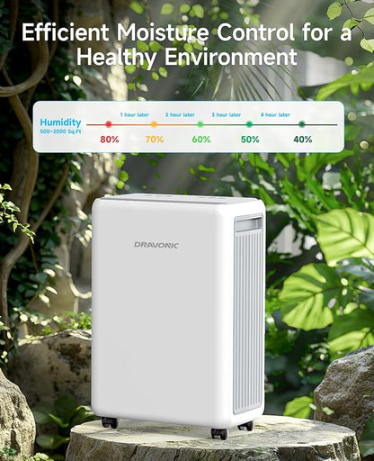2000 Sq. Ft Dehumidifier for Basement, 30 Pint Dehumidifiers for Home, Bedroom and Bathroom, 3 Modes Dehumidifier with Drain Hose, Smart Humidity Control, 24H Timer (White)