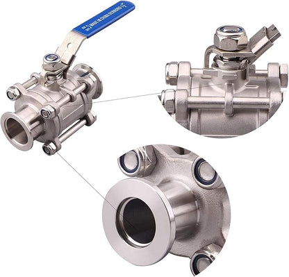SHERICH Vacuum KF16 Ball Valve 304 Stainless Steel Clamp High Vacuum Fast Ball Valve Blue Handle With Locking Device (KF16)