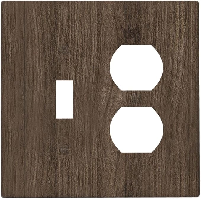 Outlet Covers Rustic Walnut Wood Grain 1 Toggle 1 Duplex Switch Plate Covers Electrical Light Switch Cover Plate Decorative Wall Plate Socket Cover for Farmhouse Cabin Decor