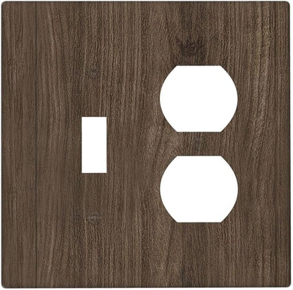Outlet Covers Rustic Walnut Wood Grain 1 Toggle 1 Duplex Switch Plate Covers Electrical Light Switch Cover Plate Decorative Wall Plate Socket Cover for Farmhouse Cabin Decor