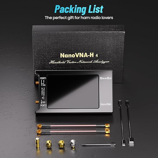 SEESII Upgraded NanoVNA-H4 Vector Network Analyzer, Latest V4.4 9KHz-1.5GHz HF VHF UHF 4" Touch Screen VNA Antenna Analyzer Measures S Parameters,Voltage Standing Wave Ratio, Phase,Delay, Smith Chart