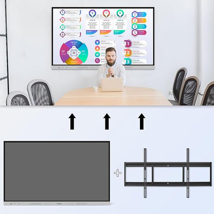 Smart Board 75 inch 4K Interactive Whiteboard Touch Screen, Digital Smart Whiteboard for Classroom and Business with Android -8+128 GB(Wall Mount Included)