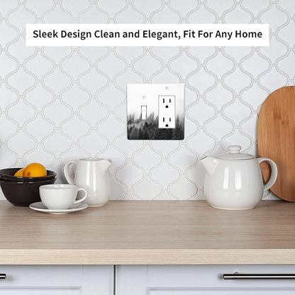 Outlet Covers Fores Black White Landscape Misty Woods 1 Toggle 1 Rocker Combination Decorative Wall Plate Electrical Switch Plates Light Switch Cover Plate For Farmhouse Cabin Decor