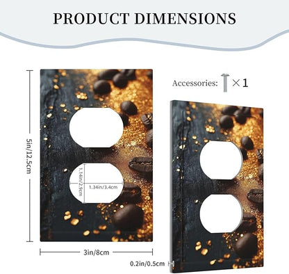 Decorative Outlet Covers Black Wood Board Gold Dust Coffee Beans 1 Gang Duplex Light Switch Cover Plate Wall Plates for Electrical Outlets Electrical Switchplate Face Plate