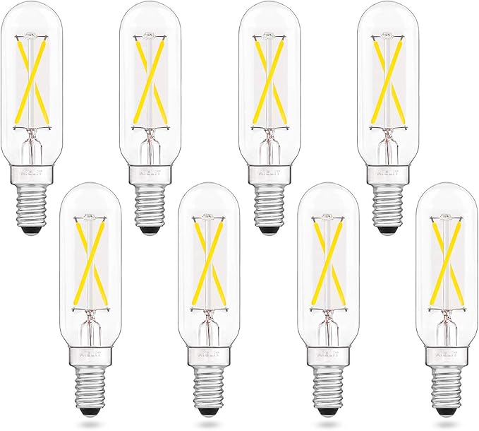 2-Watt T8 LED Candle Light Bulb Dimmable, E12 Small Chandelier Base, 25w Equivalent Tube LED Filament Bulbs for Hallway, Wall Sconces, Porch, Soffit, Bright White 5000K, 8pcs