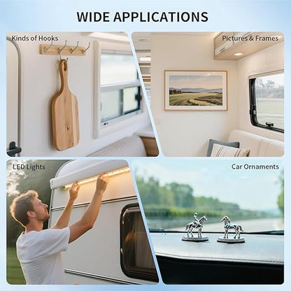 3M 1600T Double Sided Tape, PE Foam Tape 0.75" x 18 Ft White Removable Strong Adhesive No Residue for RV Picture Hanging, Posters Frames Wall Decor Indoor & Outdoor Use