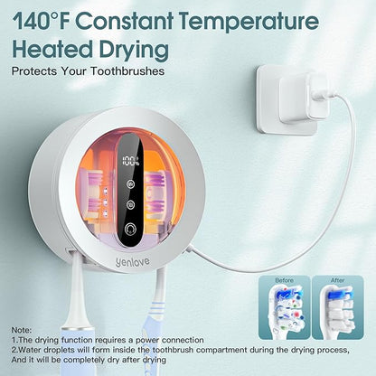 Toothbrush Holders for Bathroom,Wall-Mounted Toothbrush Holder,Smart Toothbrush Cleaner with LED Screen and Drying,Electric Tooth Brush Holder Fits Most Size Toothbrushes for Home & Travel
