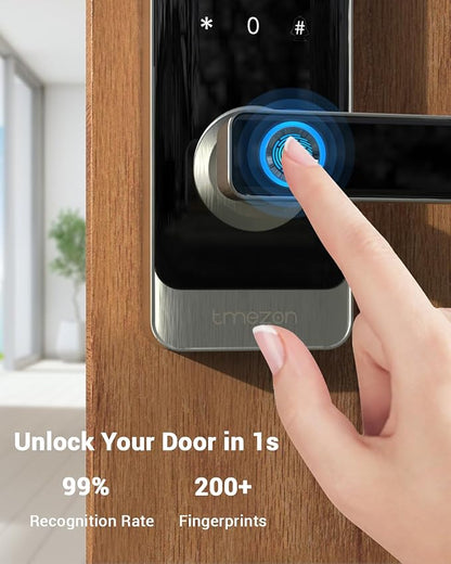TMEZON Smart Door Lock, Fingerprint Smart Lock for Front Door, Keyless Entry Door Lock, Keypad Door Lock with with Handle, IP66 Weatherproof Electronic Door Lock Home Security
