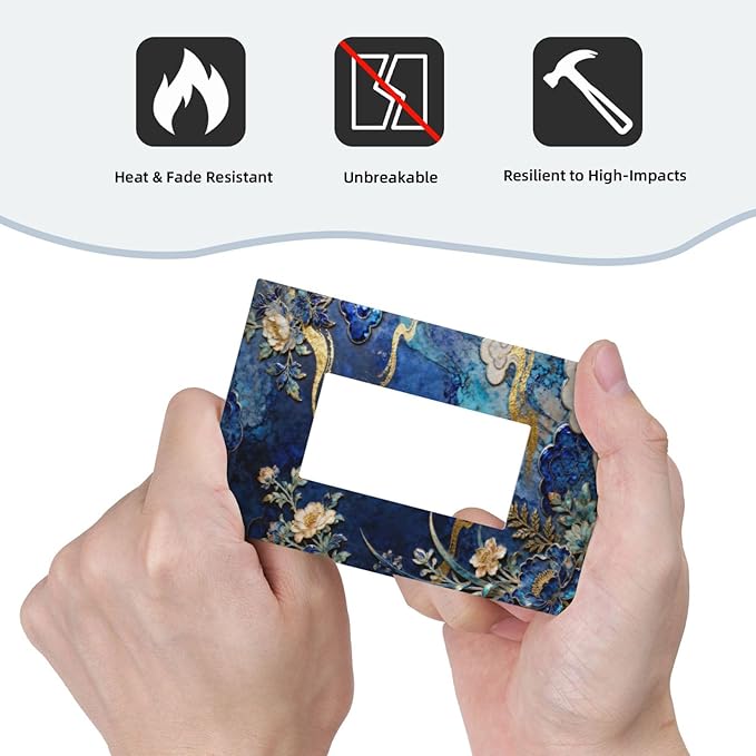 Decorative Outlet Covers Blue White Flower Gold Line Cloud 1 Gang Rocker Light Switch Cover Plate Single Wall Plates for Electrical Outlets Switch Plate Covers Faceplate for Home Decor
