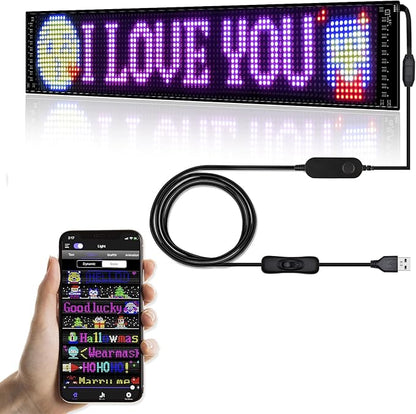 Programmable LED Sign for Business,Flexible Digital Sign,Scrolling LED Sign,Bluetooth APP,DIY Design Animations,Text, Graffiti,Colour (23''x5'')