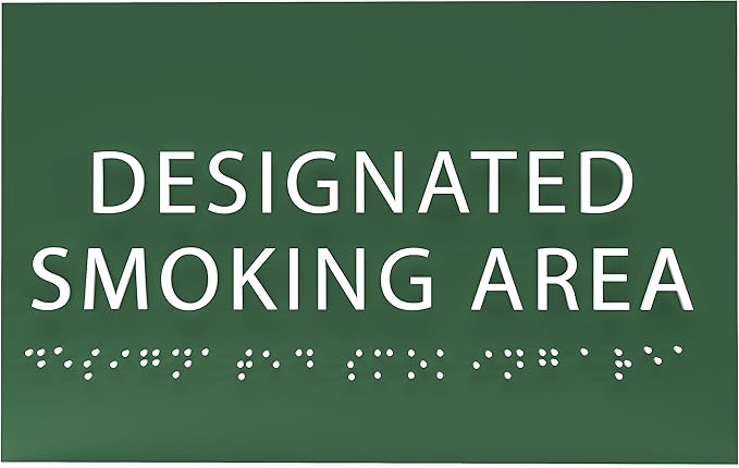 6" X4" Designated Smoking Area Sign - ADA Compliant Tactile Graphics Grade 2 Braille Text | Smoking Permitted Wall Signs for Offices, Private Businesses, Schools, and Restaurants