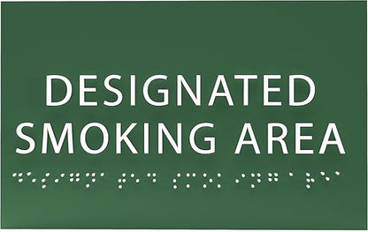 6" X4" Designated Smoking Area Sign - ADA Compliant Tactile Graphics Grade 2 Braille Text | Smoking Permitted Wall Signs for Offices, Private Businesses, Schools, and Restaurants