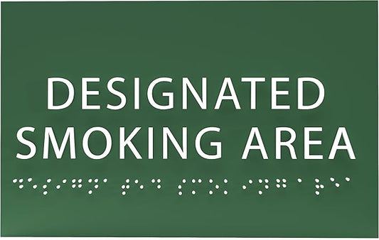 6" X4" Designated Smoking Area Sign - ADA Compliant Tactile Graphics Grade 2 Braille Text | Smoking Permitted Wall Signs for Offices, Private Businesses, Schools, and Restaurants